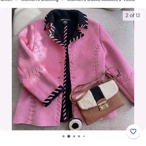 Merchant Pink Whip Stitch Faux Suede Jacket